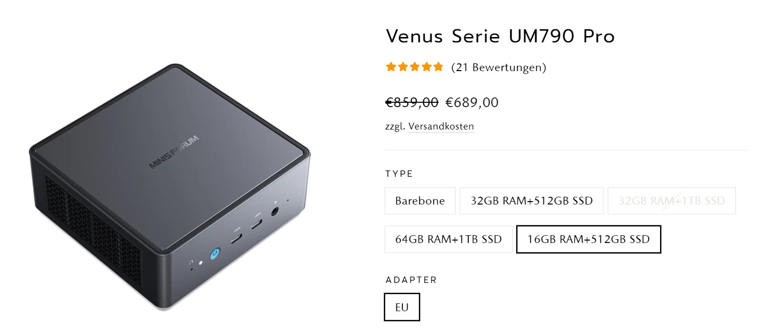 MINISFORUM Venus UM790 Pro Mini PC AMD Ryzen 9 7940HS up to 5.2 GHz 32 GB  DDR5 512GB SSD with AMD Radeon 780M, 4X USB3.2, 2X USB4, 2xHDMI 2.1, 2X