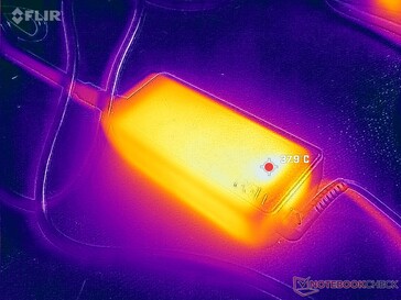 O adaptador CA pode atingir mais de 38 °C ao operar cargas exigentes