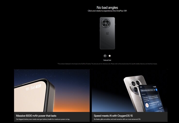 Capacidade de bateria anunciada do OnePlus 13R na página oficial do teaser (Fonte da imagem: OnePlus)