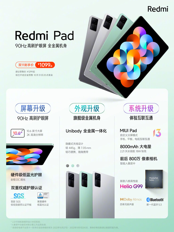 Os melhores atributos do Redmi Pad são tocados durante seu último lançamento. (Fonte: Redmi)