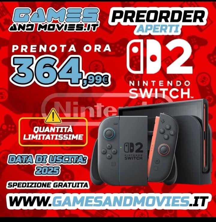 Promoção de pré-venda da GamesandMovies.it para o Nintendo Switch 2 (Fonte da imagem: GamesandMovies.it)