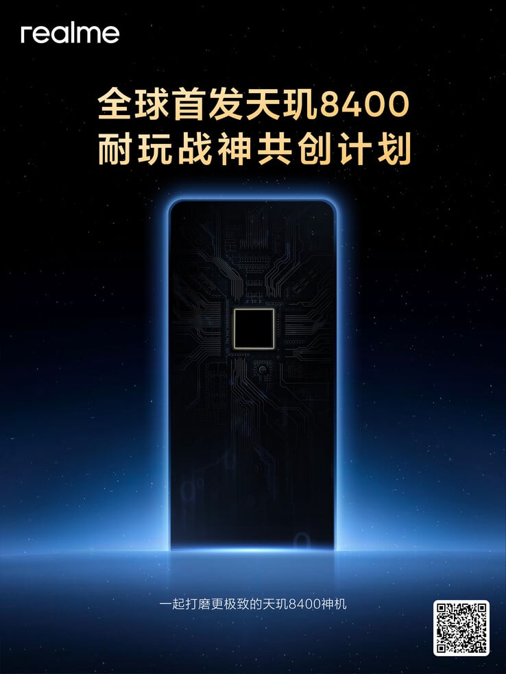 O primeiro teaser do Dimensity 8400 da Realme. (Fonte: Realme via Weibo)