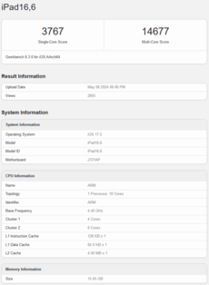 Apple Desempenho da CPU M4 no Geekbench (imagem via Geekbench)