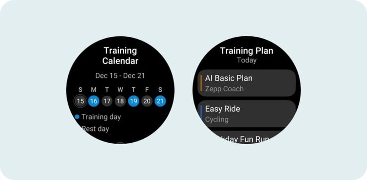 Zepp OS 6: Calendário de treinamento