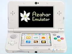 Logotipo do emulador de Nintendo 3DS Azahar na tela do console 3DS