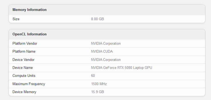 Nvidia GeForce RTX 5080 Geekbench listing (fonte da imagem: Geekbench)