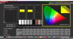 CalMAN ColorChecker (perfil: P3: espaço de cor alvo: P3)