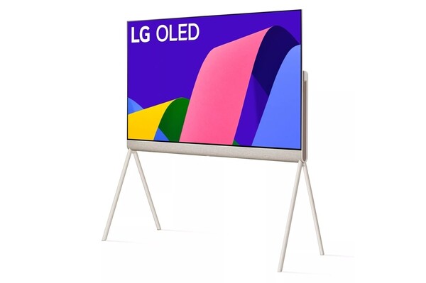 A LG OLED Posé Smart Lifestyle TV fica em um suporte robusto. (Fonte da imagem: LG)