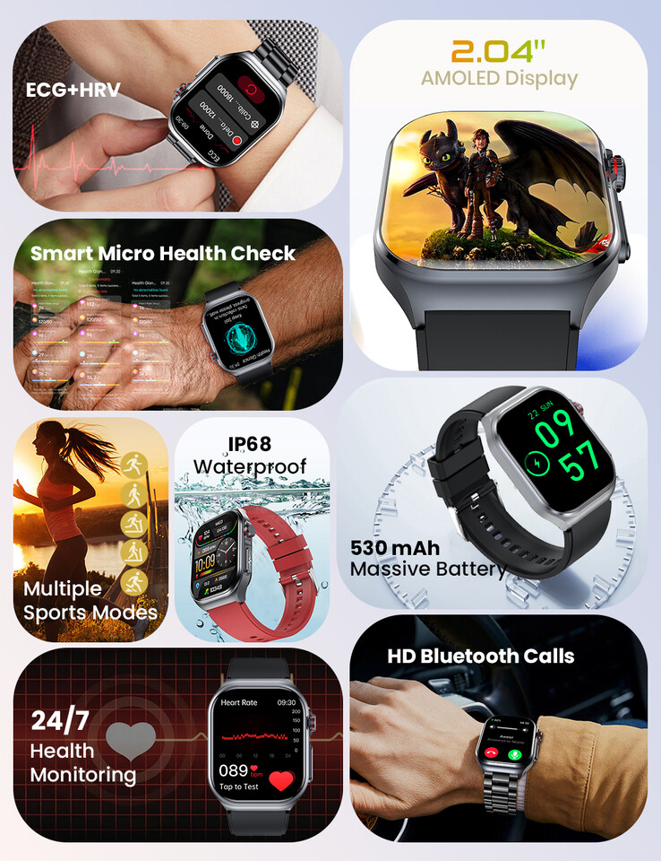 Principais recursos do smartwatch Rollme X3 (Fonte da imagem: Rollme)