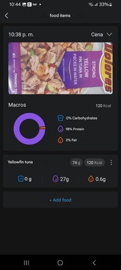 Uma captura de tela mostrando o registro de alimentos ajustado de forma inteligente. (Fonte da imagem: Facebook)