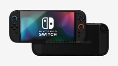 Renderizações vazadas do Nintendo Switch 2 revelam uma tela muito maior do que a do seu antecessor. (Fonte da imagem: 91Mobiles &amp;amp; OnLeaks)