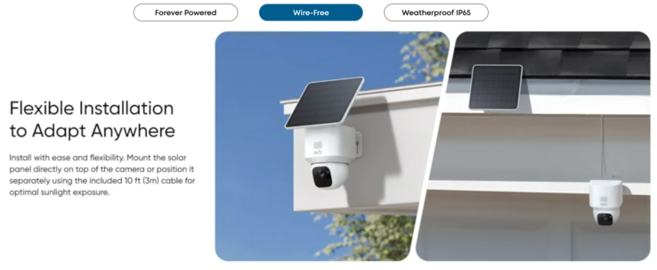 O painel solar não precisa ser colocado diretamente sobre a câmera. (Fonte da imagem: Anker)