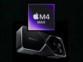 Appleo M4 Max da Nvidia troca golpes com a GPU de desktop RTX 4070 no benchmark Blender. (Fonte da imagem: Apple, Nvidia)