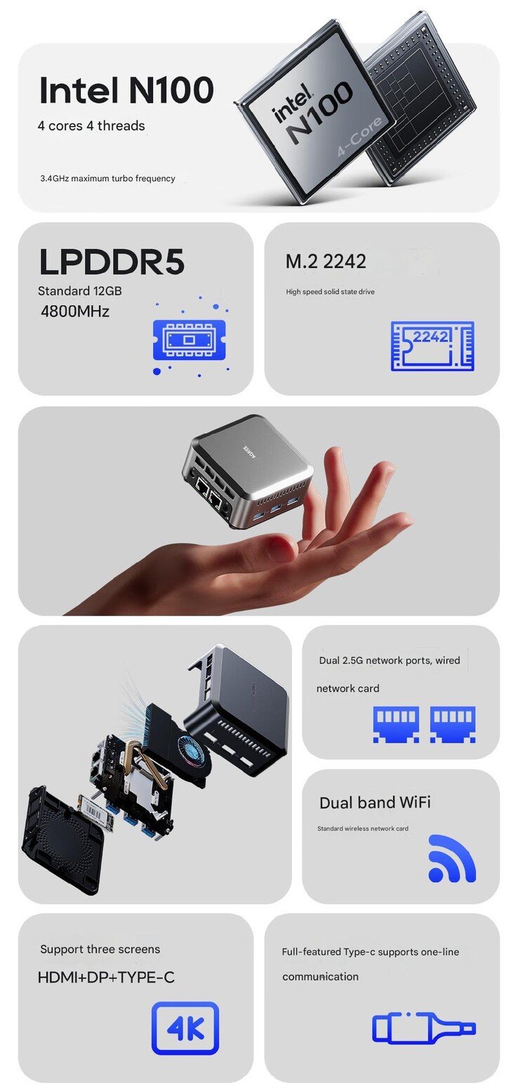 Principais destaques do mini PC (Fonte da imagem: JD.com)