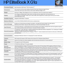 HP EliteBook X G1a: Especificações