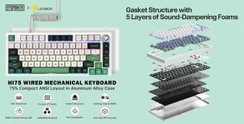 O Epomaker X Leobog Hi75 apresenta um botão reprogramável e está disponível em um esquema de cores preto, verde e branco. (Fonte da imagem: Epomaker)