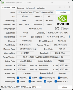 GPU-Z Nvidia GeForce Laptop RTX 4070