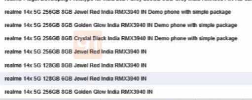 Detalhes do Realme 14x que vazaram (Fonte da imagem: 91Mobiles)