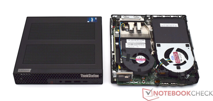 Lenovo ThinkStation P3 Tiny com tampa aberta