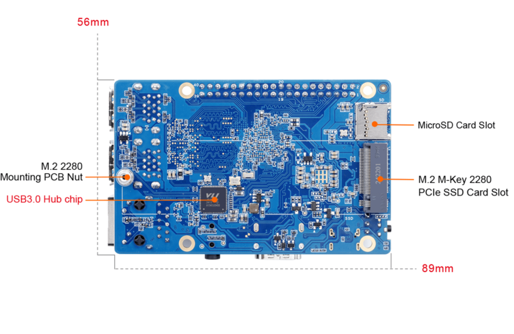 O SSD é montado na parte traseira. (Fonte da imagem: Orange Pi)