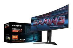 O AORUS MO34WQC2 é um dos poucos exemplos do novo painel QD-OLED &#039;Gen 2.5&#039; da Samsung. (Fonte da imagem: Gigabyte)