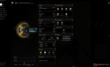 Tela inicial do Armoury Crate mostrando várias configurações