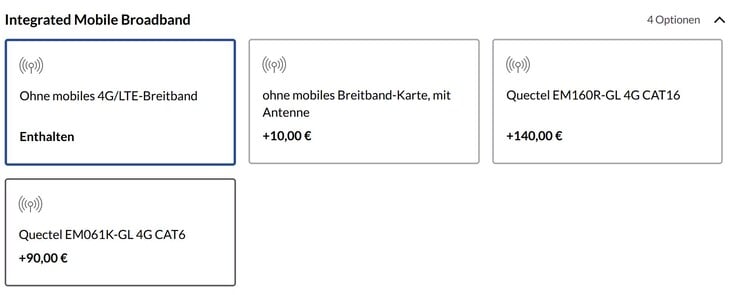 As opções de modem celular oferecidas