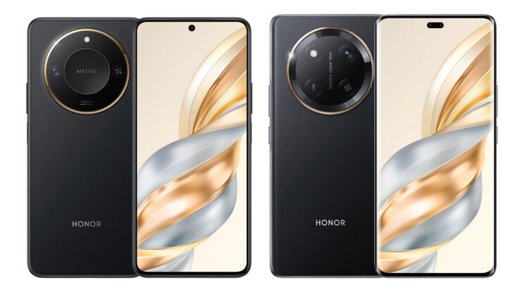 O Honor X60 e o X60 Pro, da esquerda para a direita. (Fonte da imagem: Honor)