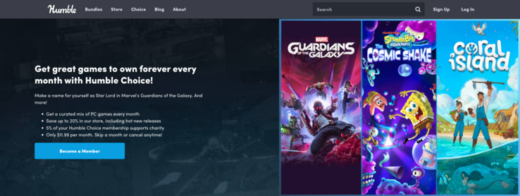Com a assinatura do Humble Choice, o senhor também recebe até 20% de desconto na loja de jogos do Humble Bundle. (Fonte da imagem: Humble Bundle)