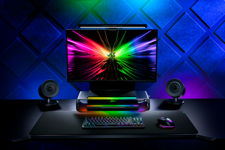 O novo Monitor Stand Chroma em ação. (Fonte: Razer)