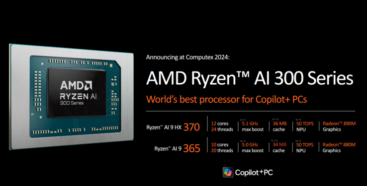 O AI 9 HX 370 do Ryzen foi anunciado na Computex 2024. (Fonte da imagem: AMD)