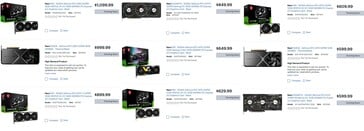 Preço de listagem da série RTX 40 Super na BestBuy (Fonte da imagem: BestBuy via: VideoCardz)