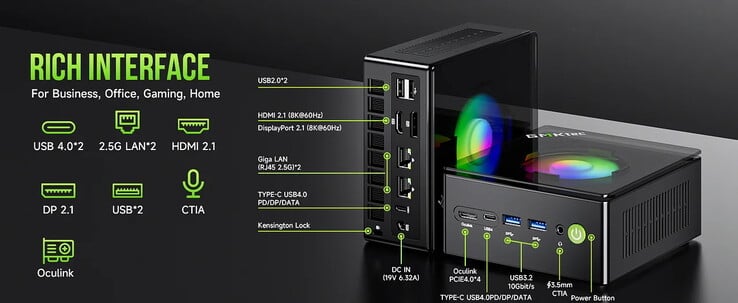 Uma conexão OCuLink também está disponível. (Fonte da imagem: GMKtec)