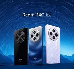 O Redmi 14C 5G vem nas cores Starlight Blue, Stardust Purple e Stargaze Black (Fonte da imagem: Xiaomi)