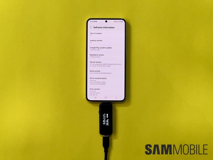 Galaxy Teste de carregamento do S23 com a atualização do One UI 6.1 (Fonte da imagem: Sammobile)