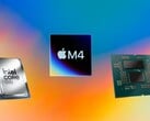 O Apple M4 lidera o Core Ultra 9 285K e o Ryzen 9 9950X no benchmark Geekbench 6 Single-Core. (Fonte da imagem: Apple, AMD, Intel, Unsplash, editado)