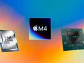 O Apple M4 lidera o Core Ultra 9 285K e o Ryzen 9 9950X no benchmark Geekbench 6 Single-Core. (Fonte da imagem: Apple, AMD, Intel, Unsplash, editado)