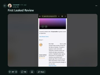 Postagem do Reddit sobre a revisão vazada de Avowed (Fonte da imagem: Avowed subreddit)