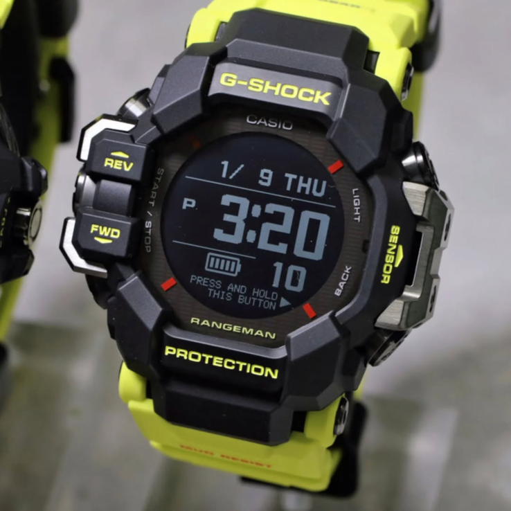 O Casio G-Shock GPR-H1000RY-1A9JF Rangeman é o mais premium dos três, com preço de ¥73.700 (~$478). (Fonte da imagem: @geesgshock no Instagram))