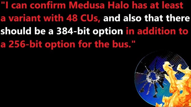 A linha Medusa Halo poderia apresentar uma mistura de APUs de 256 e 384 bits. (Fonte da imagem: Moore's Law Is Dead)