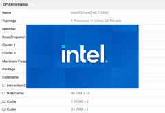 O Intel Core 7 250H está programado para ser lançado em algumas semanas junto com a linha Intel Core Ultra série 200 Arrow Lake. (Fonte da imagem: Intel/Geekbench)