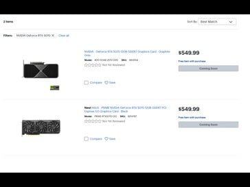 Preços da RTX 5070 na Best Buy (Fonte da imagem: captura de tela, Best Buy)