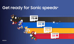 Os novos cartões microSD da Samsung têm caracteres Sonic impressos neles. (Fonte da imagem: Samsung)