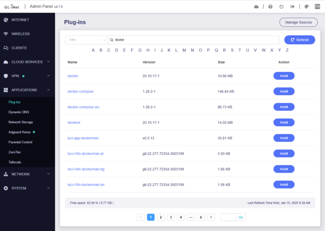 A seção de plug-ins amplia significativamente a funcionalidade do MT6000 e, com o eMMC de 8 Gb, o senhor não terá falta de espaço (Fonte da imagem: David Devey, Notebookcheck)