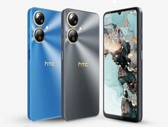 O HTC Wildfire E5 Plus está disponível em azul e preto. (Fonte da imagem: HTC)