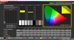 CalMAN ColorChecker (perfil: P3, espaço de destino da cor: P3)