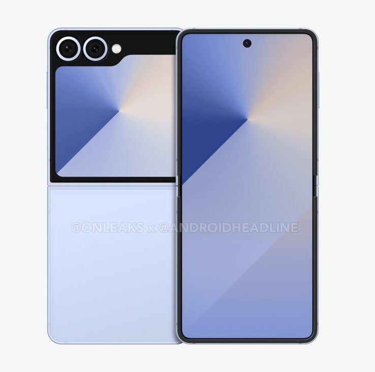 O Galaxy Z Flip7 tem um design mais quadrado do que o atual Galaxy Z Flip6. (Fonte da imagem: Android Headlines &amp; OnLeaks)