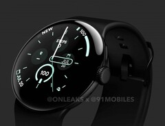 O Google Pixel Watch 3 quase não tem mudanças no design, mas tem novos recursos. (Fonte da imagem: @OnLeaks / 91mobiles)