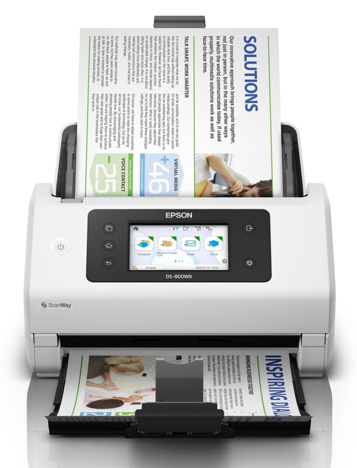 Os scanners Epson EdgeLink podem digitalizar documentos a uma velocidade de até 70 páginas por minuto e salvá-los na nuvem, por e-mail e muito mais. (Fonte da imagem: Epson)