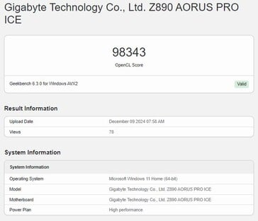 Desempenho do Intel Arc B580 OpenCL. (Fonte da imagem: Geekbench)